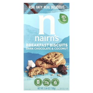 Nairn's, Печенье для завтрака, темный шоколад и кокос, 4 упаковки, 160 г (5,64 унции)
