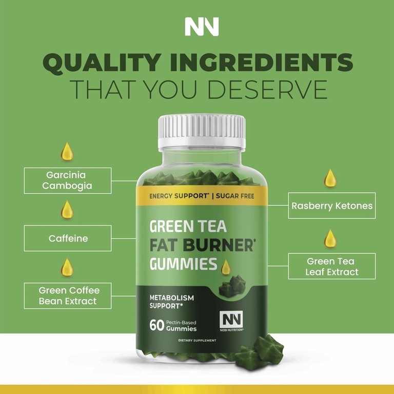 Nobi Nutrition, Жевательные таблетки с жиросжигателем с зелёным чаем, поддержка обмена веществ, 60 жевательных таблеток