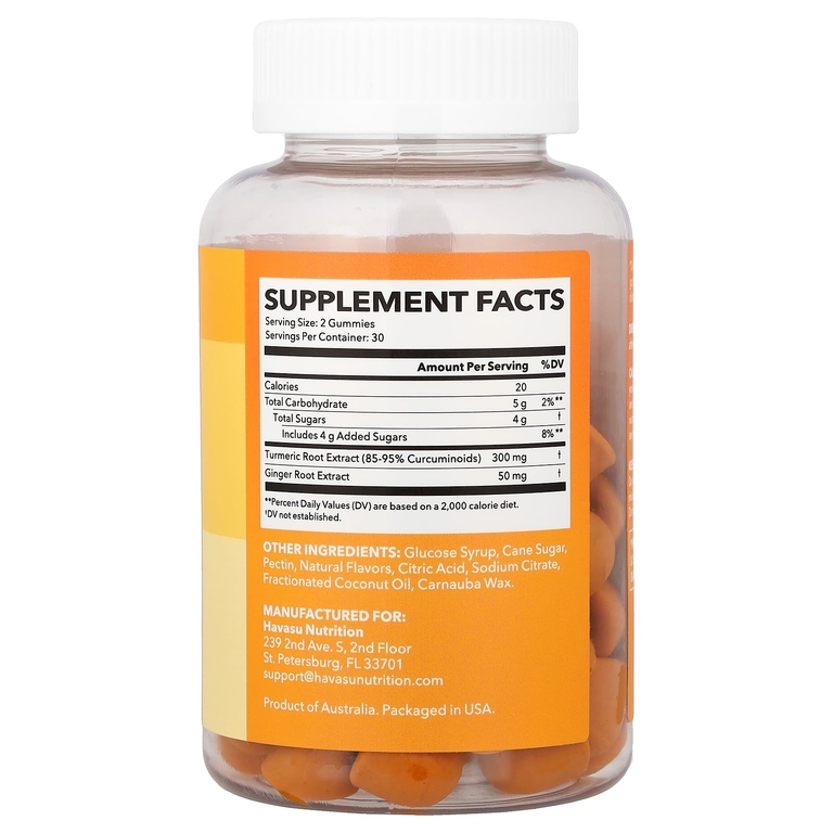 Havasu Nutrition, жевательная добавка с куркумой и имбирем, со вкусом персика, 60 жевательных таблеток