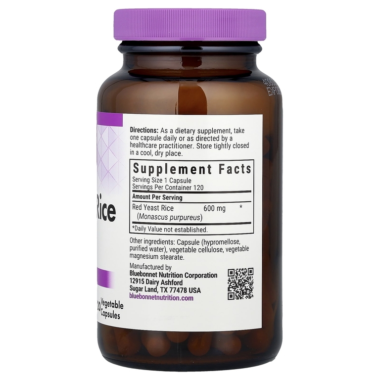 Bluebonnet Nutrition, красный ферментированный рис, 600 мг, 120 вегетарианских капсул