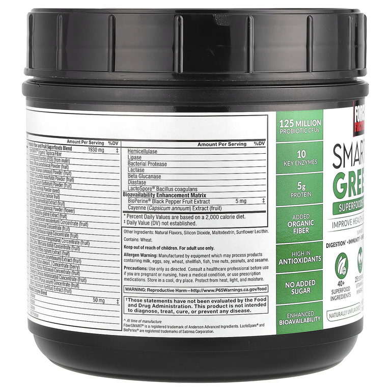Force Factor, Smarter Greens ™, суперфуд в порошке, без добавок, 420 г (14,8 унции)