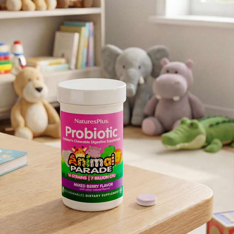 NaturesPlus, Animal Parade®, жевательный пробиотик для детей, смесь ягод, 30 жевательных пастилок