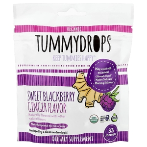 Tummydrops, органическая сладкая ежевика и имбирь, 33 пастилки