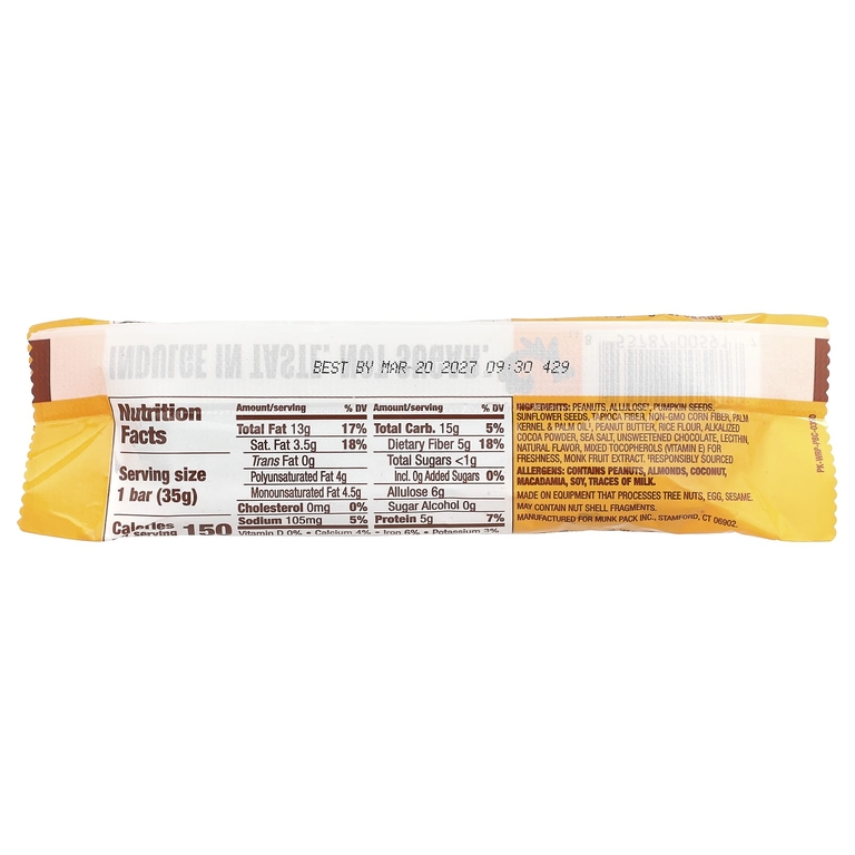 Munk Pack, Nut & Seed Bar, темный шоколад с арахисовой пастой, 35 г (1,23 унции) (Товар снят с продажи) 