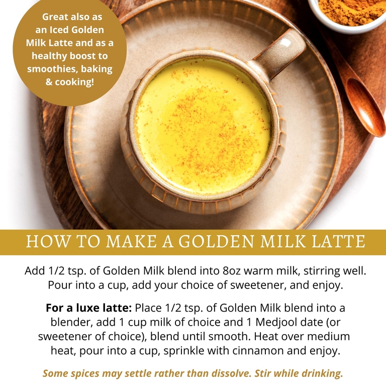 DelighTeas, чай латте с куркумой, аюрведическая смесь Golden Milk, без кофеина, 140 г (5 унций)