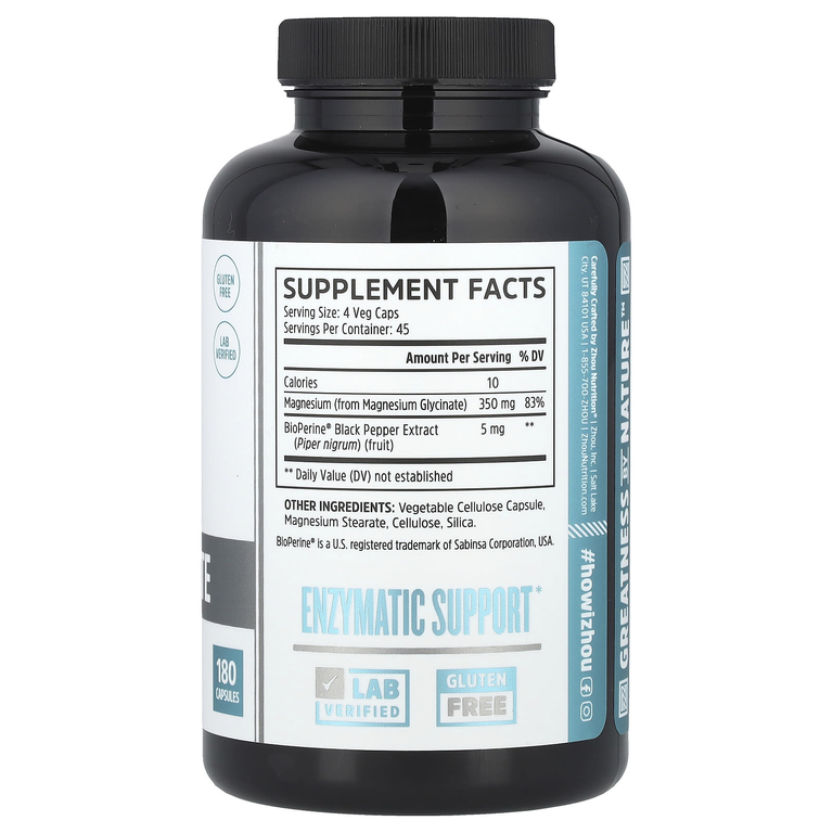 Zhou Nutrition, Магний глицинат, 180 капсул