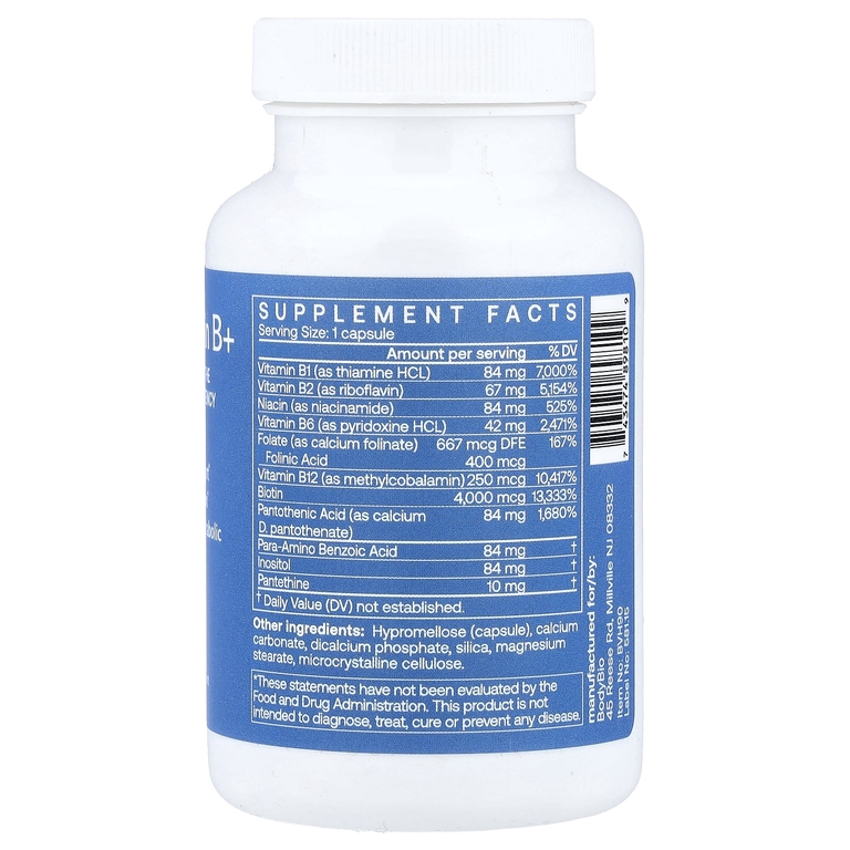 BodyBio, витамин B+, 90 капсул