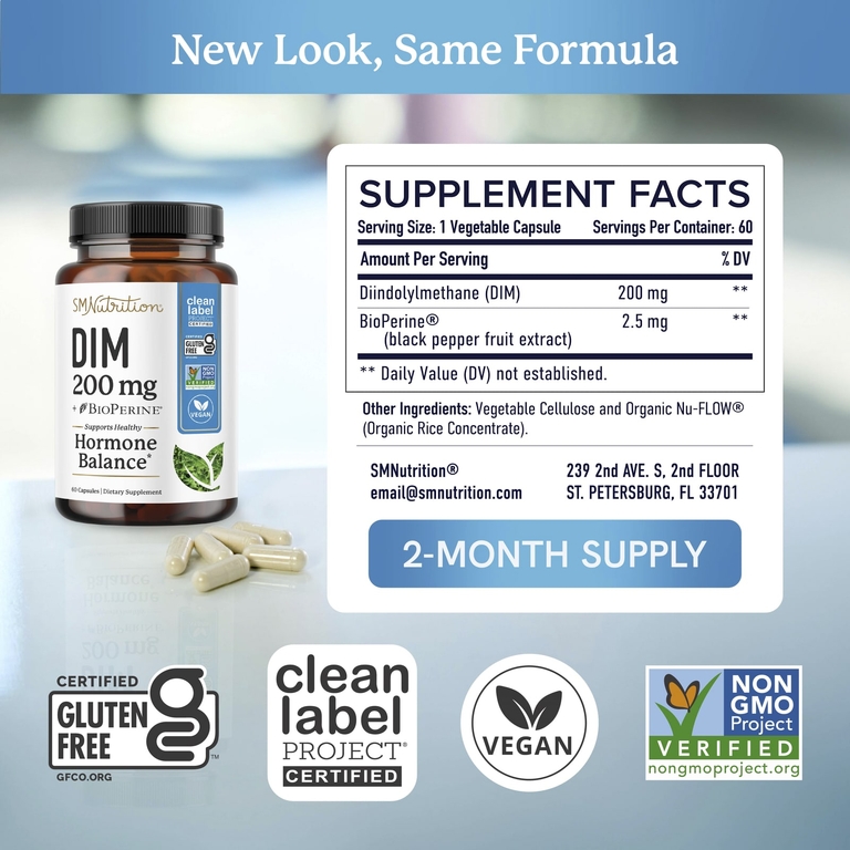 SMNutrition, DIM + BioPerine®, 60 капсул