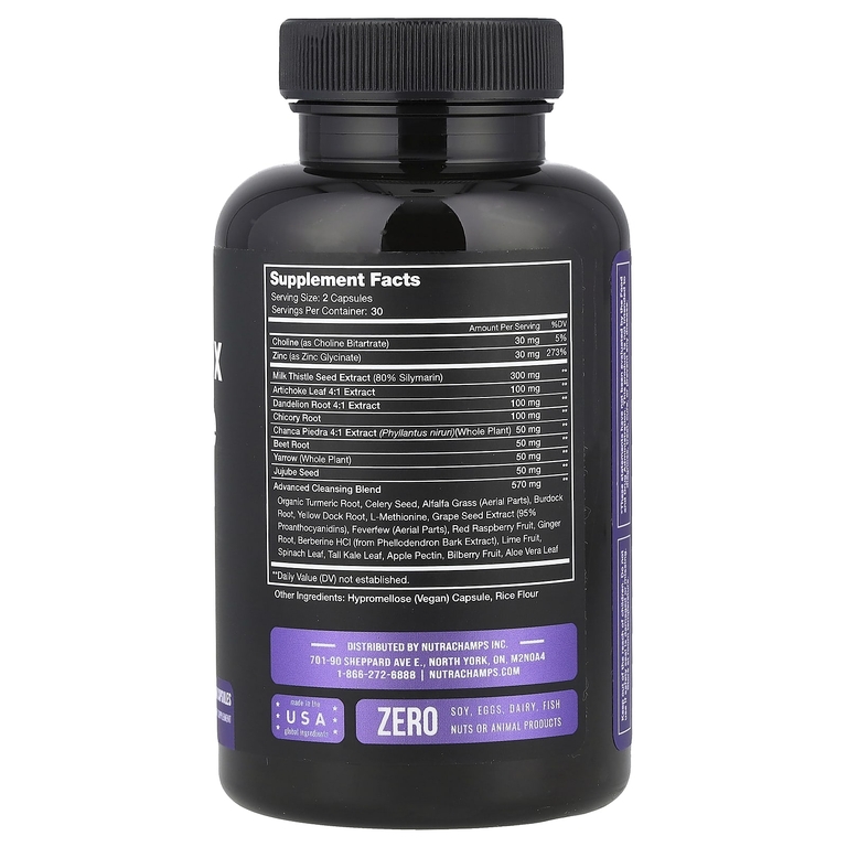 NutraChamps, Очищение и детоксикация печени, 60 веганских капсул