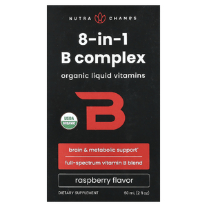 NutraChamps, комплекс витаминов группы B 8 в 1, малина, 60 мл (2 жидк. унции)