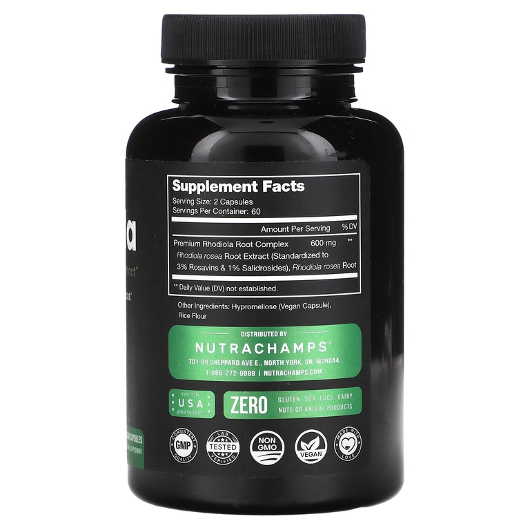 NutraChamps, Родиола, 120 веганских капсул (300 мг на капсулу)
