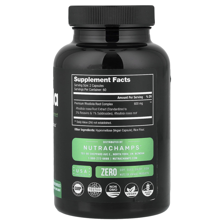 NutraChamps, Родиола, 120 веганских капсул (300 мг на капсулу)