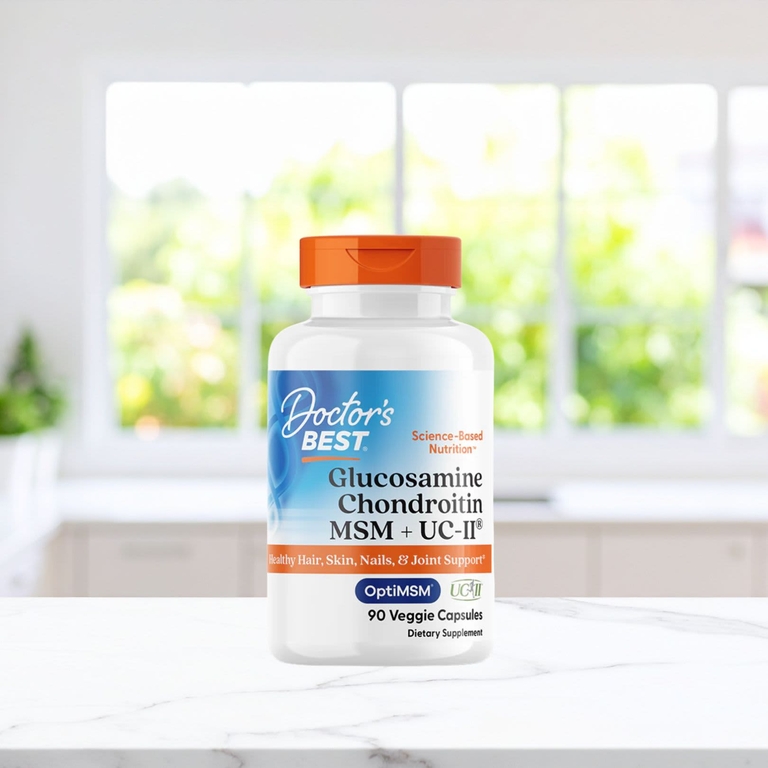 Doctor's Best, глюкозамин, хондроитин, МСМ и UCII®, 90 растительных капсул
