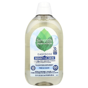 Seventh Generation, Easydose, ультраконцентрированное средство для стирки, бесцветное и прозрачное средство, 66 загрузок, 683 мл (23,1 жидк. унц.)