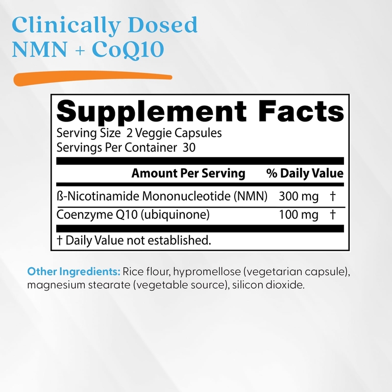 Doctor's Best, NMN и коэнзим Q10, 60 растительных капсул