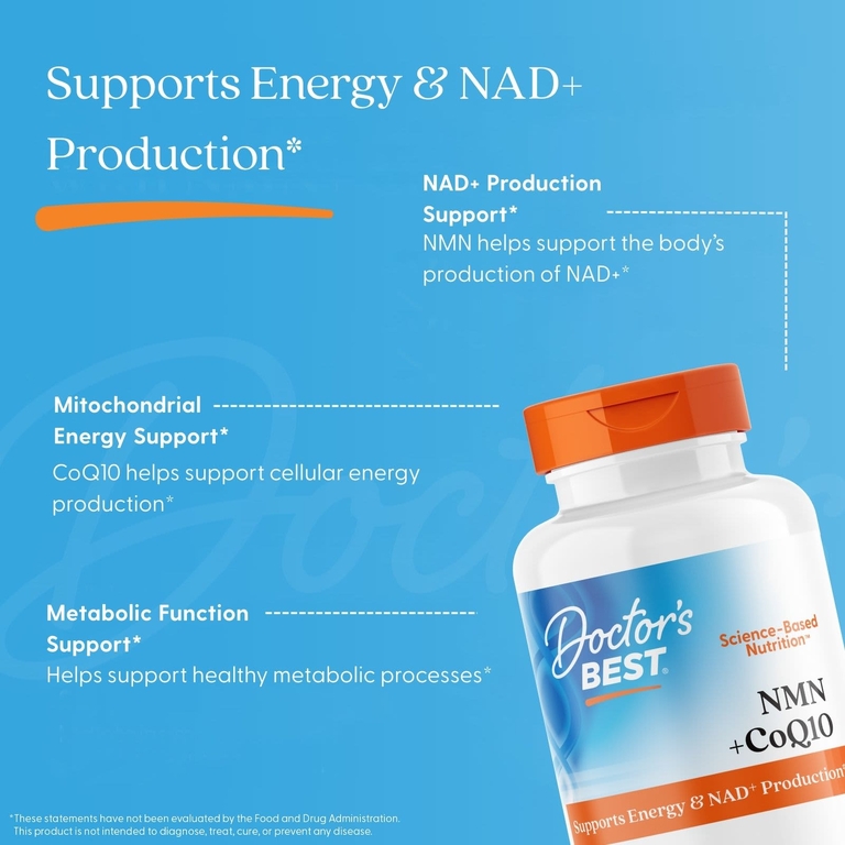 Doctor's Best, NMN и коэнзим Q10, 60 растительных капсул