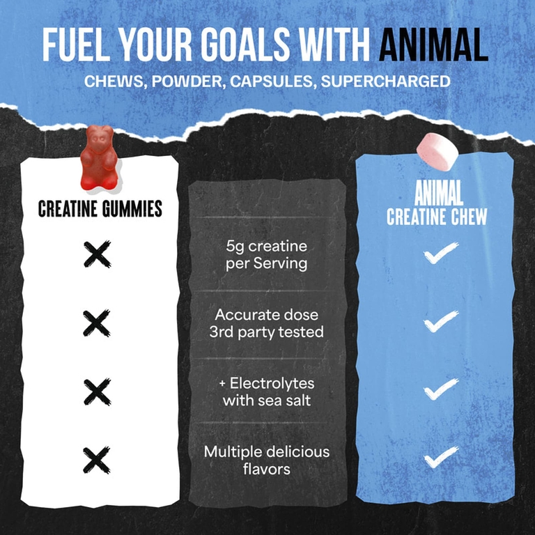 Animal, Creatine Chews, жевательные таблетки с креатином, со вкусом фруктового пунша, 120 жевательных таблеток