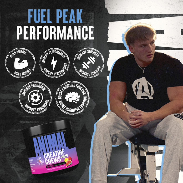 Animal, Creatine Chews, жевательные таблетки с креатином, со вкусом фруктового пунша, 120 жевательных таблеток