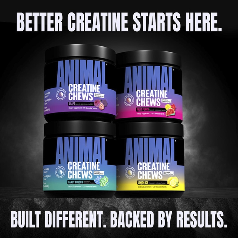 Animal, Creatine Chews, жевательные таблетки с креатином, со вкусом фруктового пунша, 120 жевательных таблеток