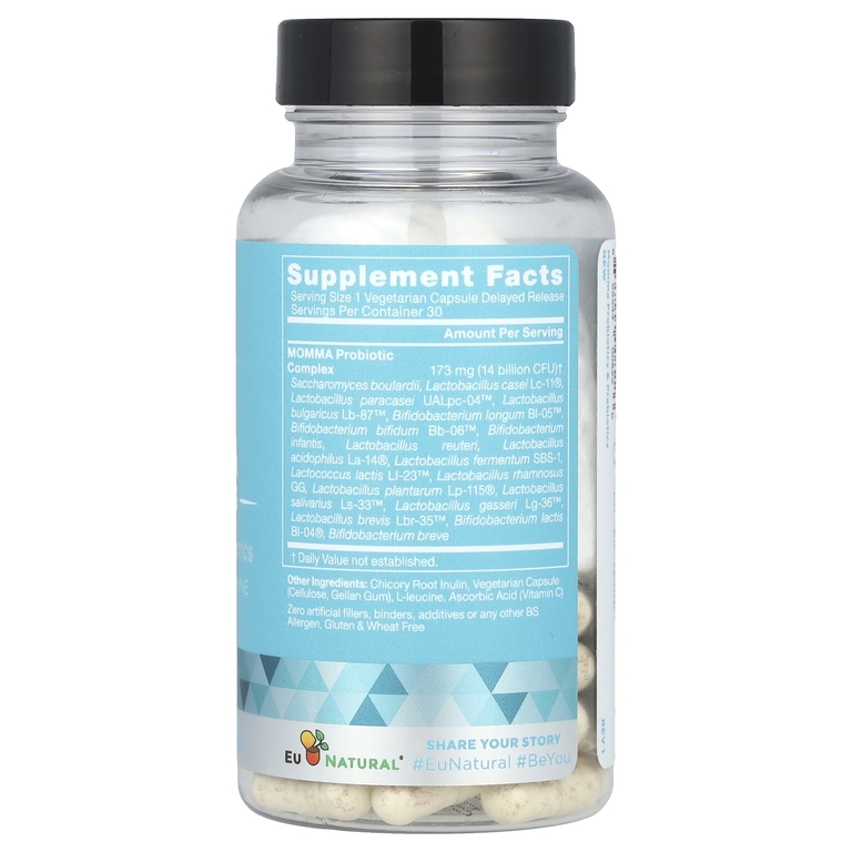 Eu Natural, Momma Probiotics, пре- и послеродовые пробиотики, 30 вегетарианских капсул