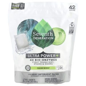 Seventh Generation, Пакеты с моющим средством для стирки, Ultra Power +, чистый аромат, 42 упаковки, 840 г (29,6 унции)