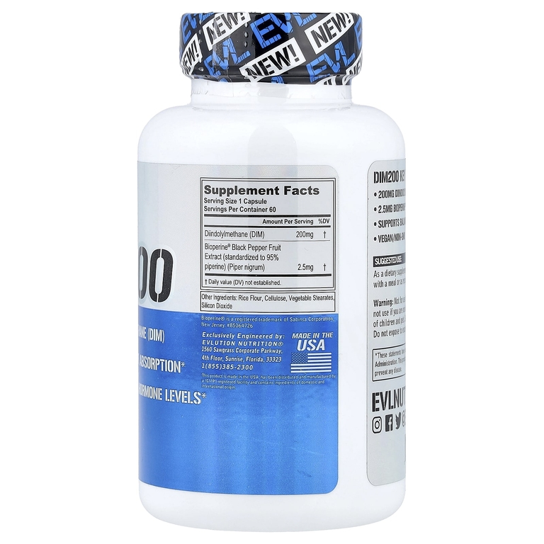 EVLution Nutrition, DIM200, 60 растительных капсул