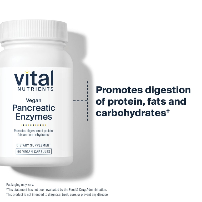 Vital Nutrients, веганские ферменты для поджелудочной железы, 90 веганских капсул