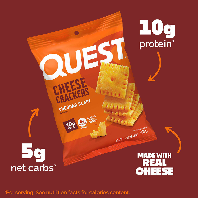 Quest Nutrition, крекеры с сыром, чеддер, 4 пакета по 30 г (1,06 унции)