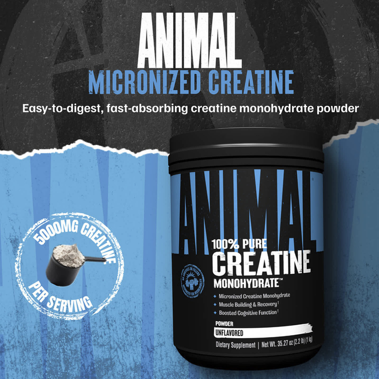 Animal, 100% Pure Creatine Monohydrate™, чистый моногидрат креатина, порошок, без добавок, 1 кг (2,2 фунта)