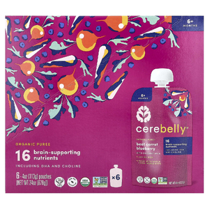 Cerebelly, органическое пюре, для детей от 6 месяцев, свекла, морковь, голубика с кокосовым молоком, 6 пакетиков по 113 г (4 унции)