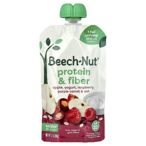 Beech-Nut, белок и клетчатка, для детей от 12 месяцев, яблоко, йогурт, малина, фиолетовая морковь и овес, 99 г (3,5 унции) (Товар снят с продажи) 