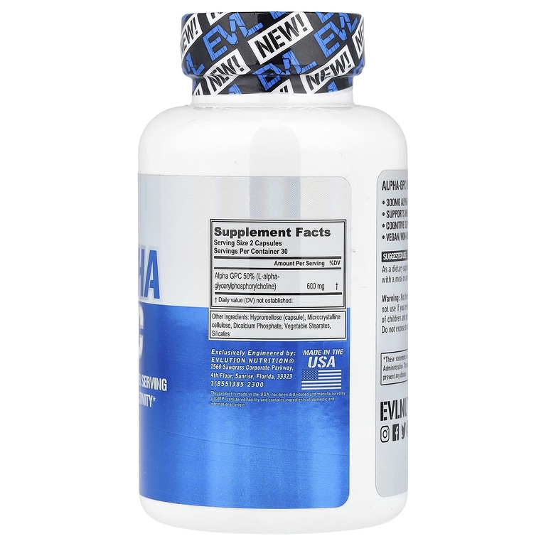EVLution Nutrition, альфа-ГФХ, 60 растительных капсул (300 мг в 1 капсуле)