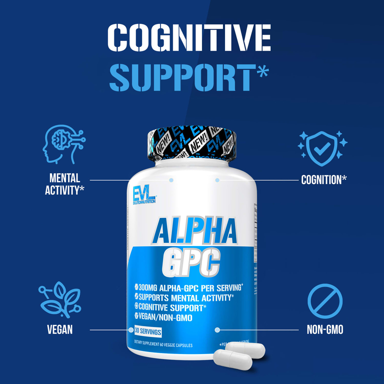 EVLution Nutrition, альфа-ГФХ, 60 растительных капсул (300 мг в 1 капсуле)