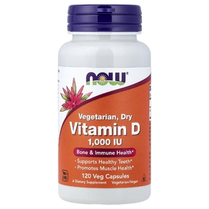 NOW Foods, вегетарианский витамин D в сухой форме, 1000 МЕ, 120 вегетарианских капсул