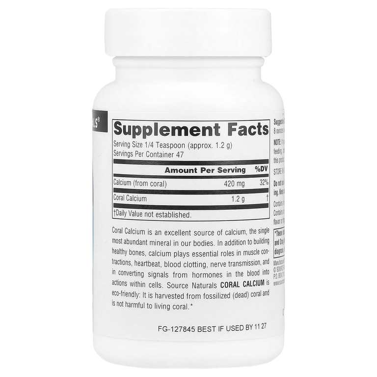 Source Naturals, коралловый кальций, порошок, 56,7 г (2 унции)