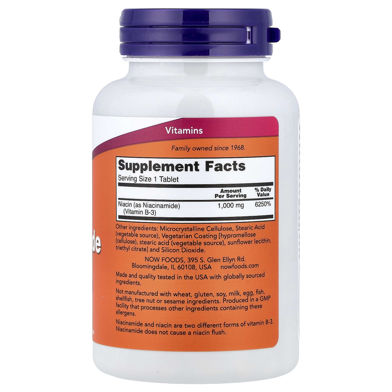 NOW Foods, никотинамид, 1000 мг, 90 таблеток