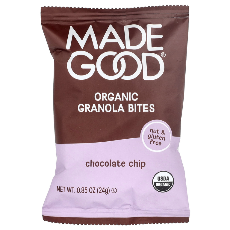 MadeGood, Кусочки органической гранолы, шоколадные кусочки, 5 пакетиков, 24 г (0,85 унции)