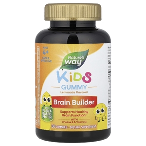 Nature's Way, Kids, Brain Builder, добавка для поддержки работы мозга, для детей от 4 лет, со вкусом лимонада, 60 жевательных таблеток