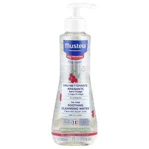 Mustela, Успокаивающая очищающая вода без смывания с лимонником, для очень чувствительной кожи, без отдушек, 300 мл (10,14 жидк. унц.)