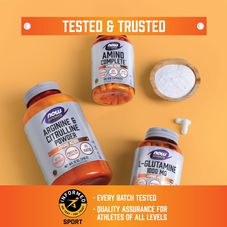 NOW Foods, Sports, L-аргинин, 1000 мг, 180 таблеток