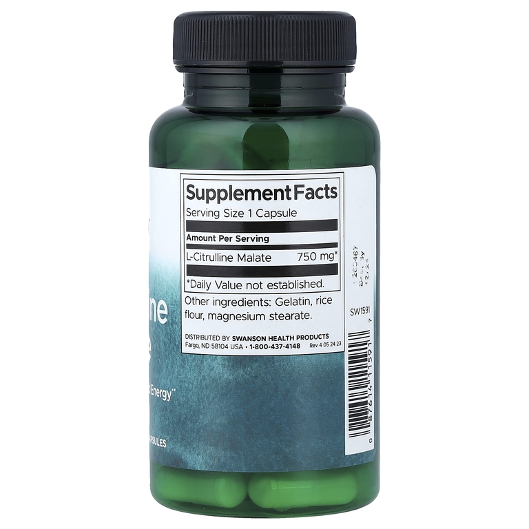 Swanson Vitamins, L-цитруллин малат, 750 мг, 60 капсул