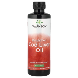 Swanson Vitamins, Эмульгированный жир печени трески, мята, 473 мл (16 жидк. унц.)