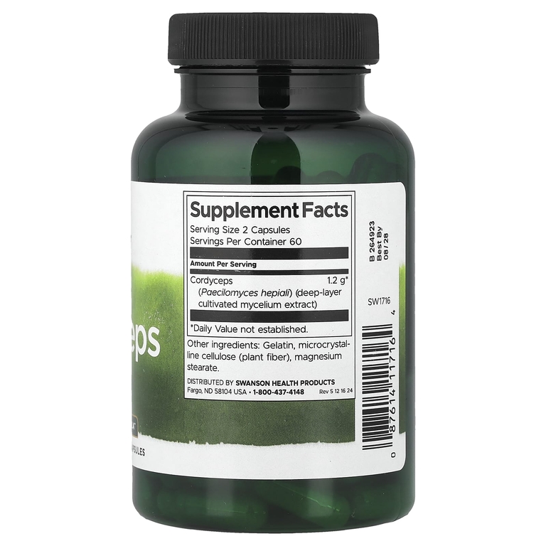 Swanson Vitamins, кордицепс, 120 капсул (600 мг в 1 капсуле)