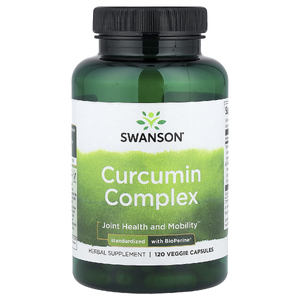 Swanson Vitamins, комплекс с куркумином, стандартизованный с BioPerine®, 120 растительных капсул