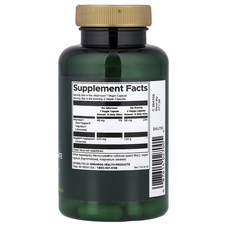 Swanson Vitamins, L-треонат магния с Magtein®, 90 веганских капсул