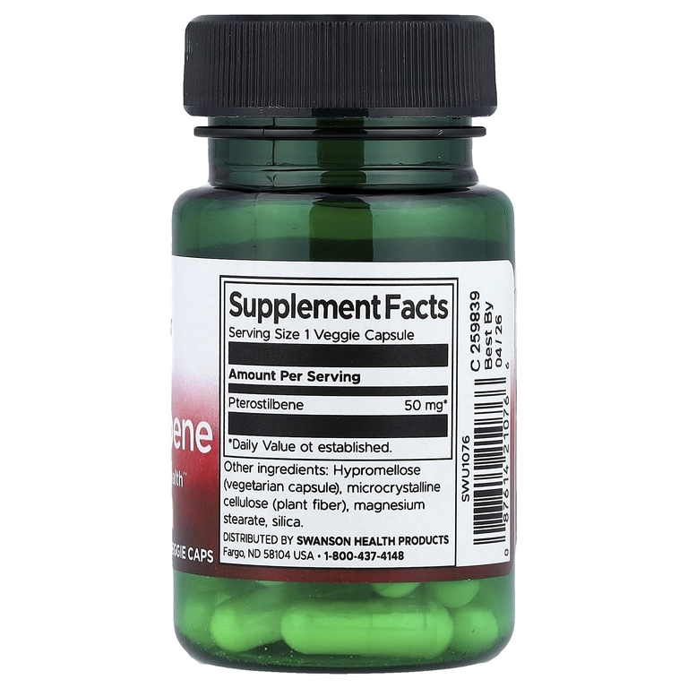 Swanson Vitamins, Птеростильбен, 50 мг, 30 вегетарианских капсул