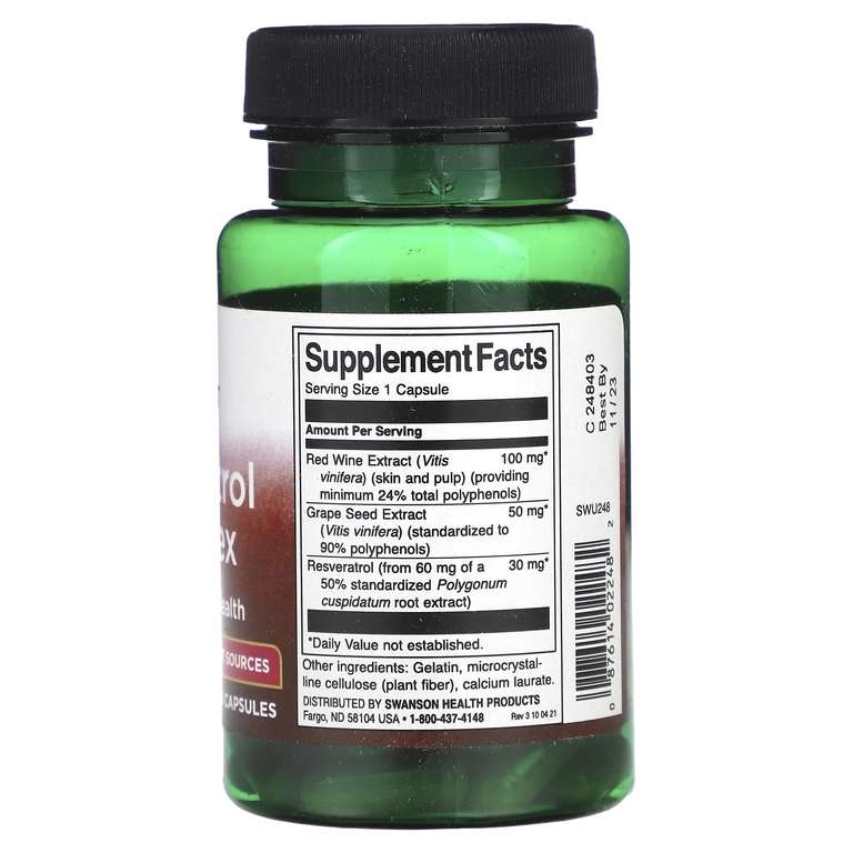 Swanson Vitamins, Ресвератрол комплекс, 60 капсул