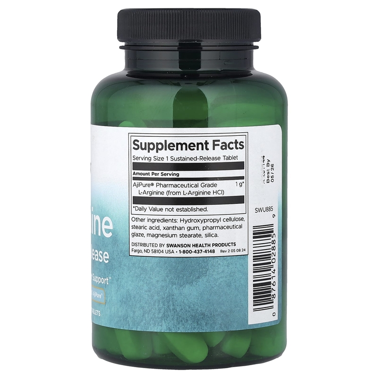 Swanson Vitamins, L-аргинин, с замедленным высвобождением, 1000 мг, 90 таблеток