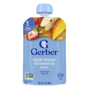 Gerber, 2nd Foods®, пюре, со вкусом яблока, манго и клубники, 99 г (3,5 унции) (Товар снят с продажи) 