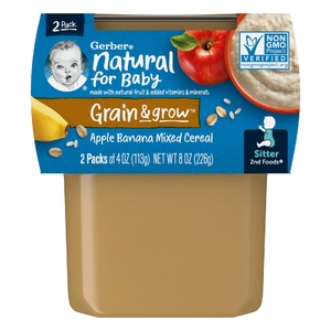 Gerber, Natural for Baby, Grain & Grow™, 2nd Foods®, хлопья с яблоком и бананом, 2 пакетика по 113 г (4 унции) (Товар снят с продажи) 